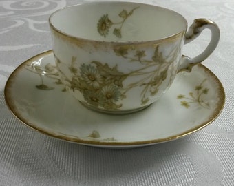 Limoges Tea Cup and Saucer; Rare; 19th Century by Leon Sazerat circa 1850-1891- 164
