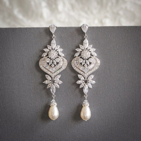 Crystal Bridal Earrings Statement Wedding by GlamorousBijoux