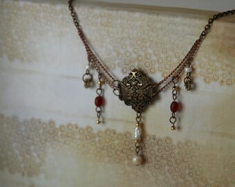 Renaissance Necklace Vintage Button Medieval - Made with a beautiful vintage button