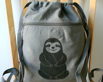 Sloth Canvas Backpack Laptop Bag Book Bag
