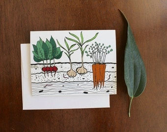 Greeting Card - Vegetable Garden - Farm Fresh Gardening - gift, mothers day, farmers market, carrots, root veggies