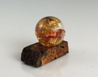 Glass Marble and Wood Stand by Jonathan Winfisky - Paperweight
