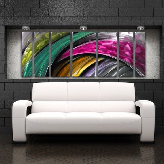 Large Pink Metal Wall Art Sculpture Green Modern Art by DV8Studio