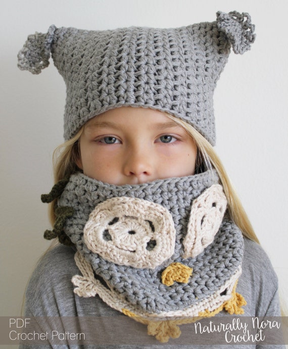 owl costume pattern crochet Luna Set Adult Owl Pattern: & Child, Cowl Crochet Hat and the Toddler,