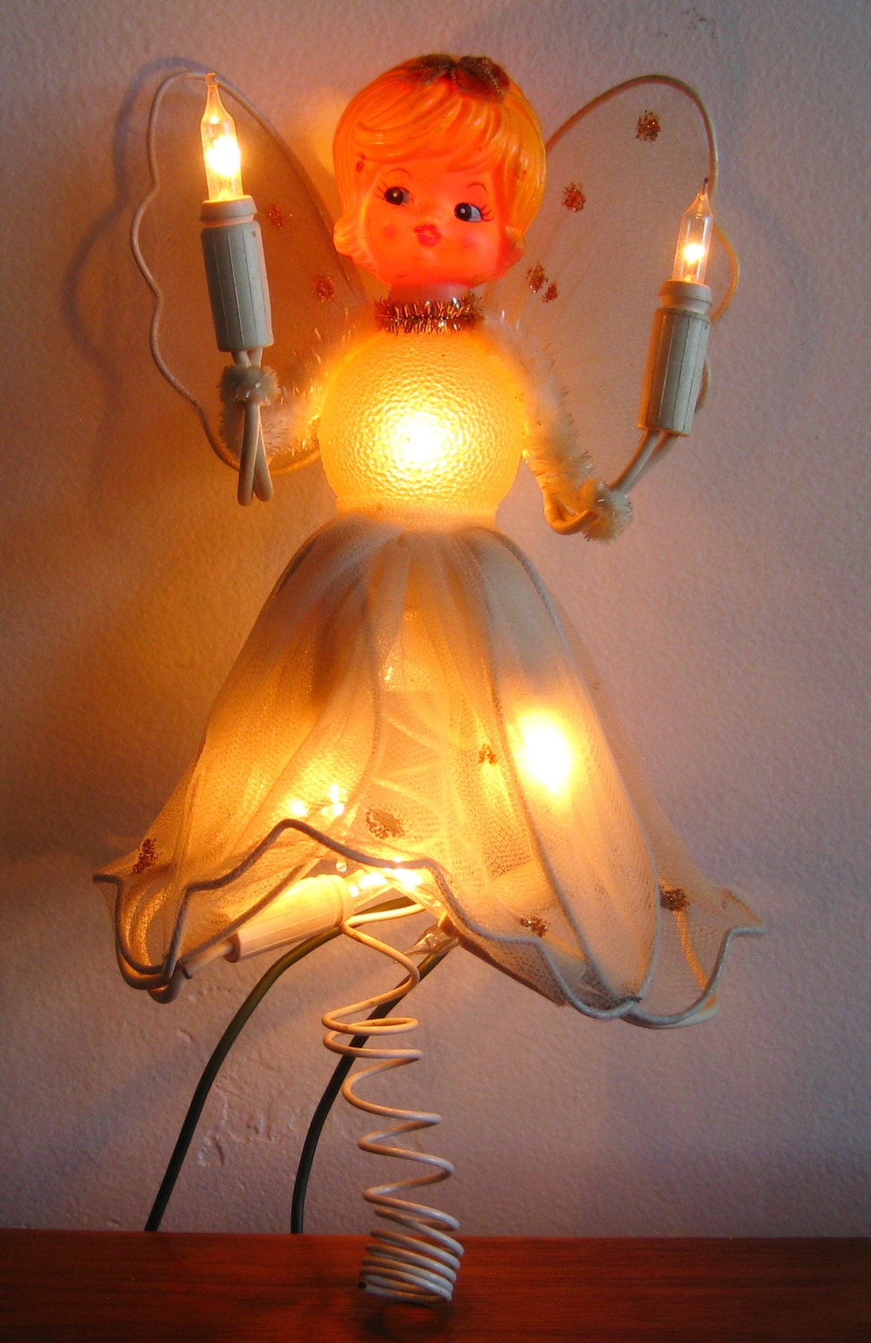 Vintage 50s Light Up Electric Angel Christmas Tree Topper