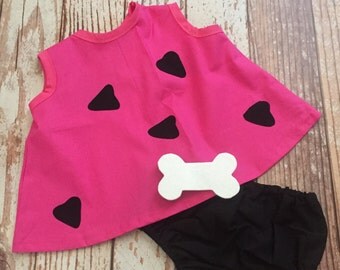 Pebbles Costume - Infant, Toddler - 6M to 3T - Pink and Black