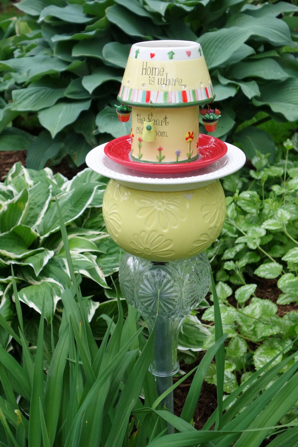 Outdoor GARDEN DÉCOR garden TOTEM made with by GlassBlooms on Etsy