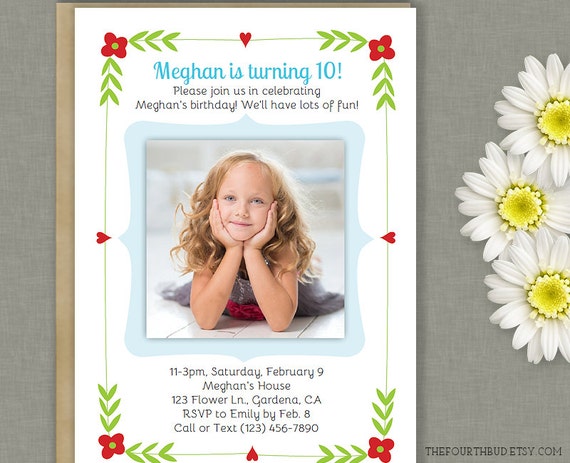 5x7 Floral Heart Party Invitation Template in PDF / Printable