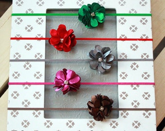 Tiny Satin Jewel Flower Headbands - Perfect for Preemies - Newborn Mini Flower Hair Bows - Delicate Preemie Baby Girl Headband Gift Set