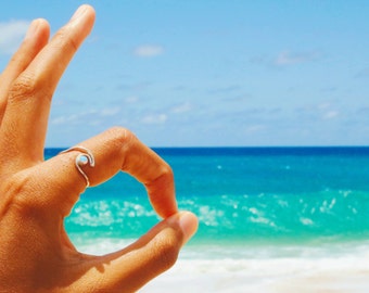 ROXY Blue OPAL Wave Ring. Gold or Silver Wave Ring. Surf Jewelry.