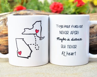 STATE to STATE Long Distance Mug - 2 States - Together Forever, Never Apart, Maybe in Distance but Never at Heart