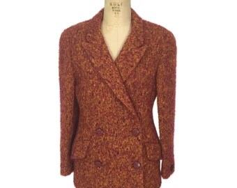 vintage 1980's KRIZIA mohair jacket / Mirrors of Krizia / double jacket / autumn colors / women's vintage jacket / tag size 44