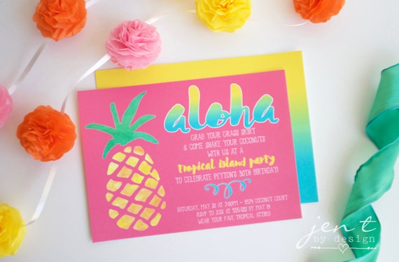 Pineapple Aloha Invitations