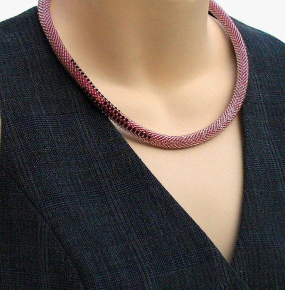 Modern Bead Rope Necklace Contemporary Beadwork Necklace