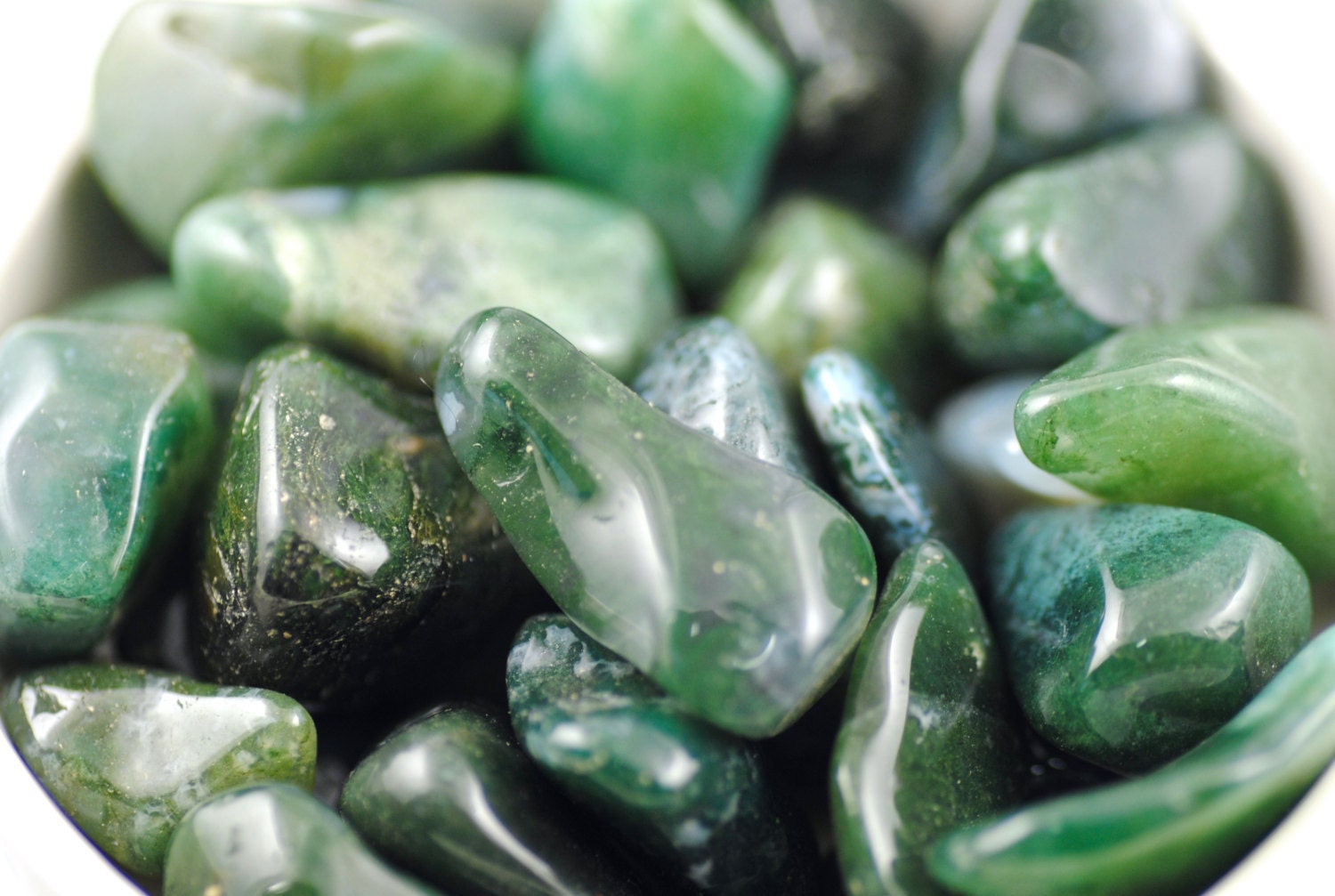 Moss Agate-Tumbled Agate-Green Moss Agate-High Grade Moss