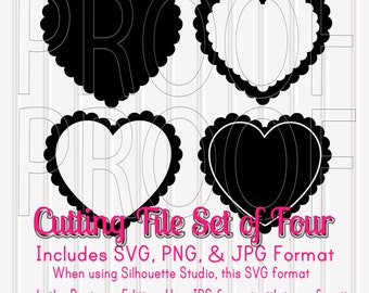 Valentine svg files Set of 4 cut files png jpg files included. Commercial use ok! Ruffle Heart Valentine SVG Cut Files heart svg