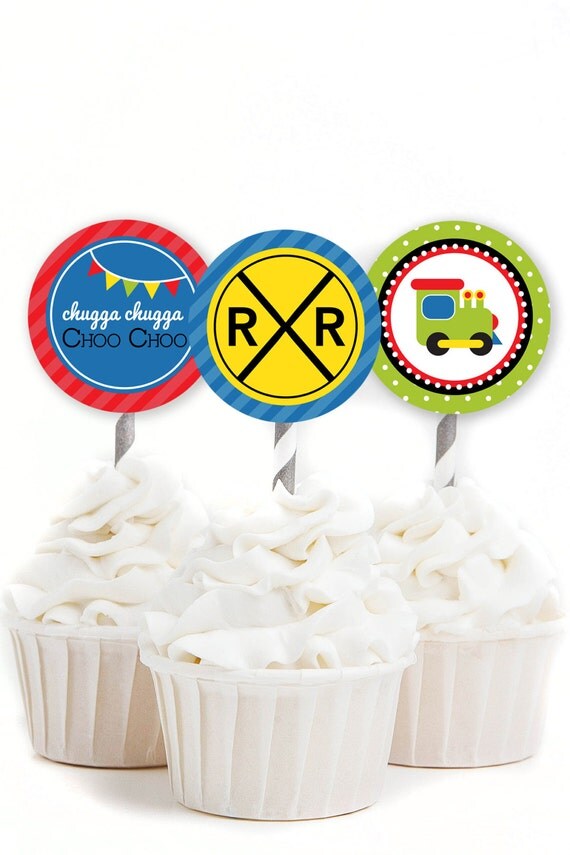 Train Cupcake Toppers, Choo Choo Topper, Train Birthday Party, Boy ...