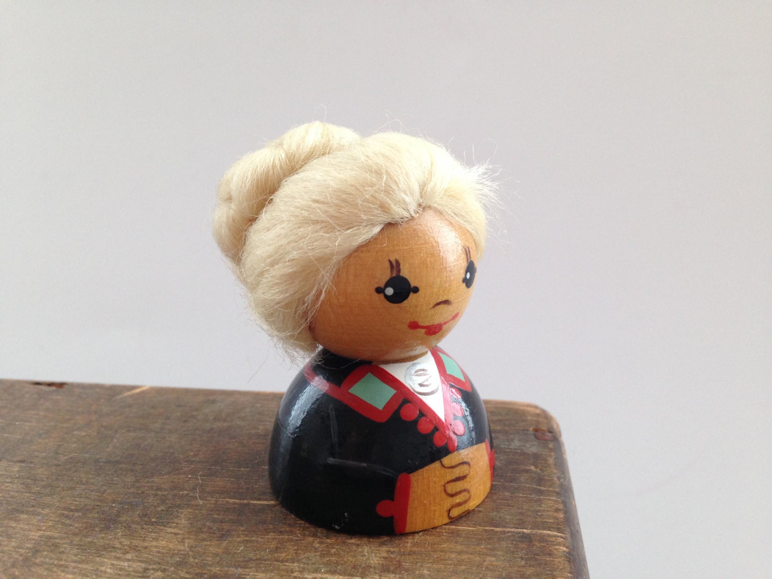 Wooden doll figurine Small Wooden folk doll Handmade painted