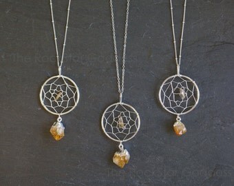 Citrine Necklace // Citrine // Dream Catcher Necklace // Boho Necklace // Raw Citrine Necklace // Raw Citrine // November Birthstone