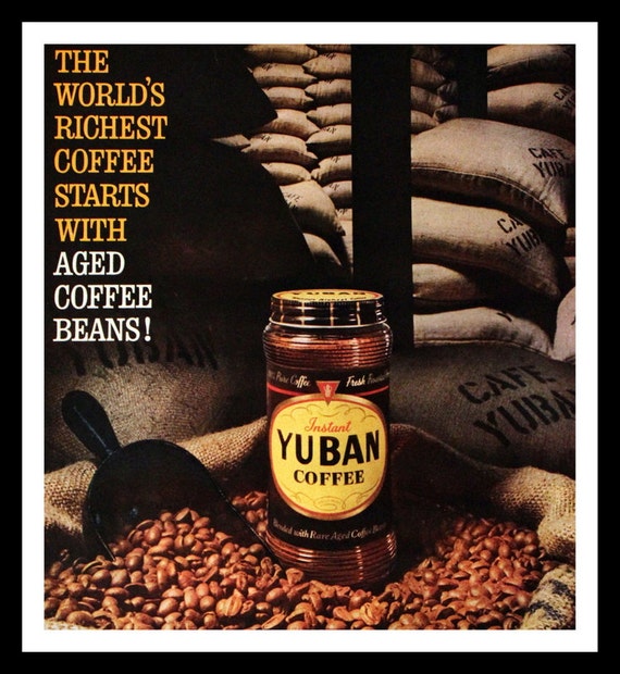 1960 Yuban Instant Coffee Ad with Coffee Beans Wall Art