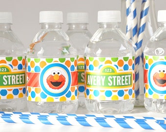 Sesame Street Water Bottle Labels - Sesame Street First Birthday - Printable Drink Wraps Water Bottle Labels - Elmo First Birthday Part