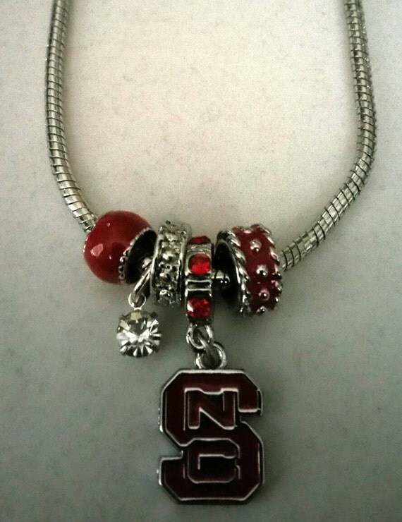 North Carolina State University Bracelet with Red Enamel Logo