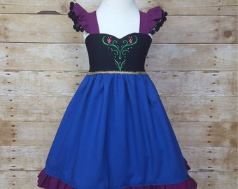 Princess Anna Inspired Girls Toddler Disney Everyday Princess Dress, Sizes 12 months to 12 Girls