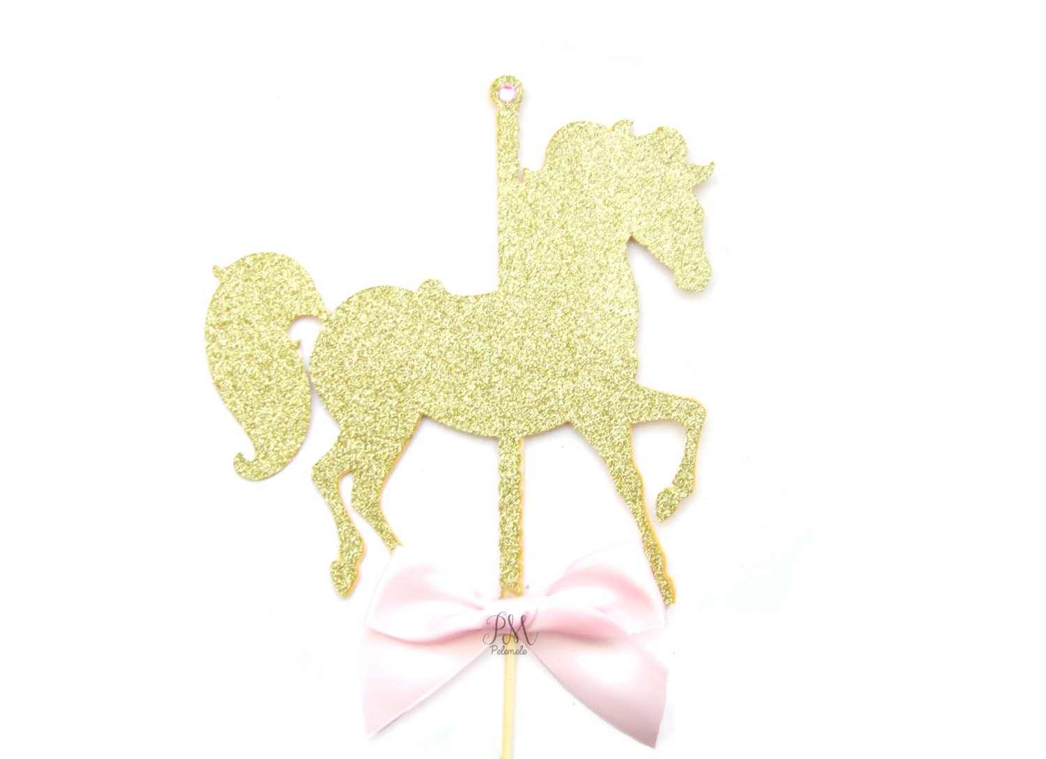 Large Gold Glitter Carousel Horse Cake Topper Horse cake