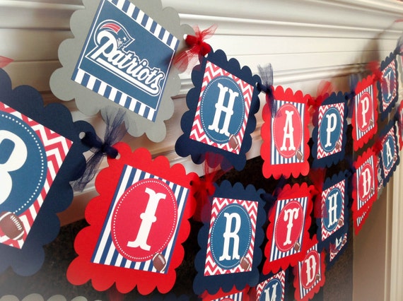 New England Patriots Football Happy Birthday Banner Red
