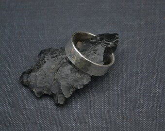 Sterling chunky men's ring band, textured sterling ring band, hammered sterling silver men ring band , simple sterling silver ring band