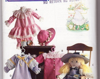 Butterick 147, Holly Hobbie Doll Clothes and iron On Transfer Pattern, Clothes Fit a 16 Inch Doll, Vintage 1990 Doll Wardrobe Pattern