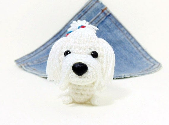 Amigurumi Maltese Puppy Dog toy. Cute Maltese plushie.