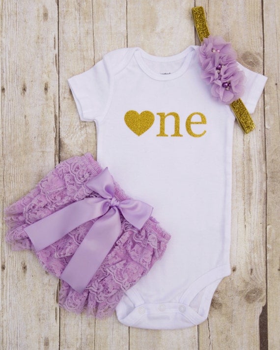 One Year Old Girl Birthday Outfit...Purple by SweetChubbyCheeks