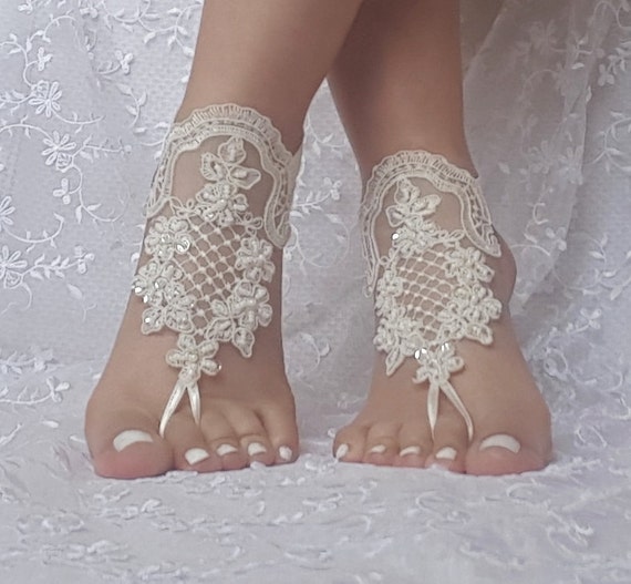 free ship bridal anklet, ivory lace anklet, Beach wedding barefoot sandals, bangle, wedding anklet, anklet, bridal, wedding