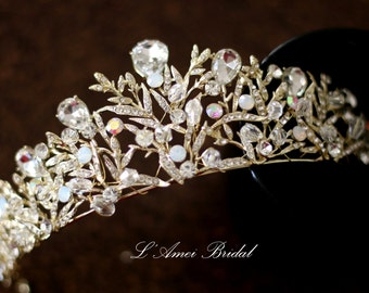Woodland Princess Zirconia Crystal Wedding Tiara-MS98105- Zircon Rhinestone bridal Crown, Gold hair crown
