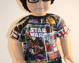 Classic Comic Book, Boy American Doll Shirt, 18 inch Boy Doll, Geeky Doll Clothes, 18 inch Doll Clothes, American Doll Girl Clothes
