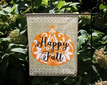 Happy Fall Garden Flag Pumpkin Decor Personalized Monogrammed Custom Outdoor Flag Fall Autumn Decor Garden Decorations Housewarming Gift
