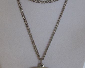 Unique 1960's Modernist Pewter Hand Signed R. Landerholm for TENNESMED Swedish Boat with Fish & Nets Pendant, Chain, Beautiful Artisan Piece