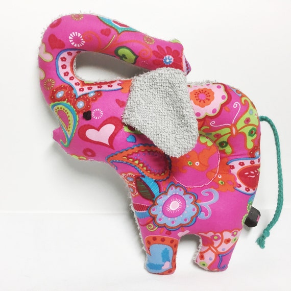 Elephant Baby rattle sensory toy out of pink flower by RBQuery