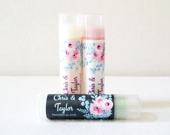 Personalized Lip Balm Favors 24ct - Bridal Shower Lip Balm Favors - Lip Balm Tubes - Party Favors Chapstick - Wedding Chapstick (LB2003)