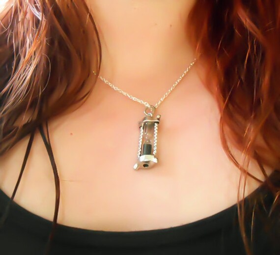 SALE Hourglass necklace hour glass timer necklace by KingsfieldInn