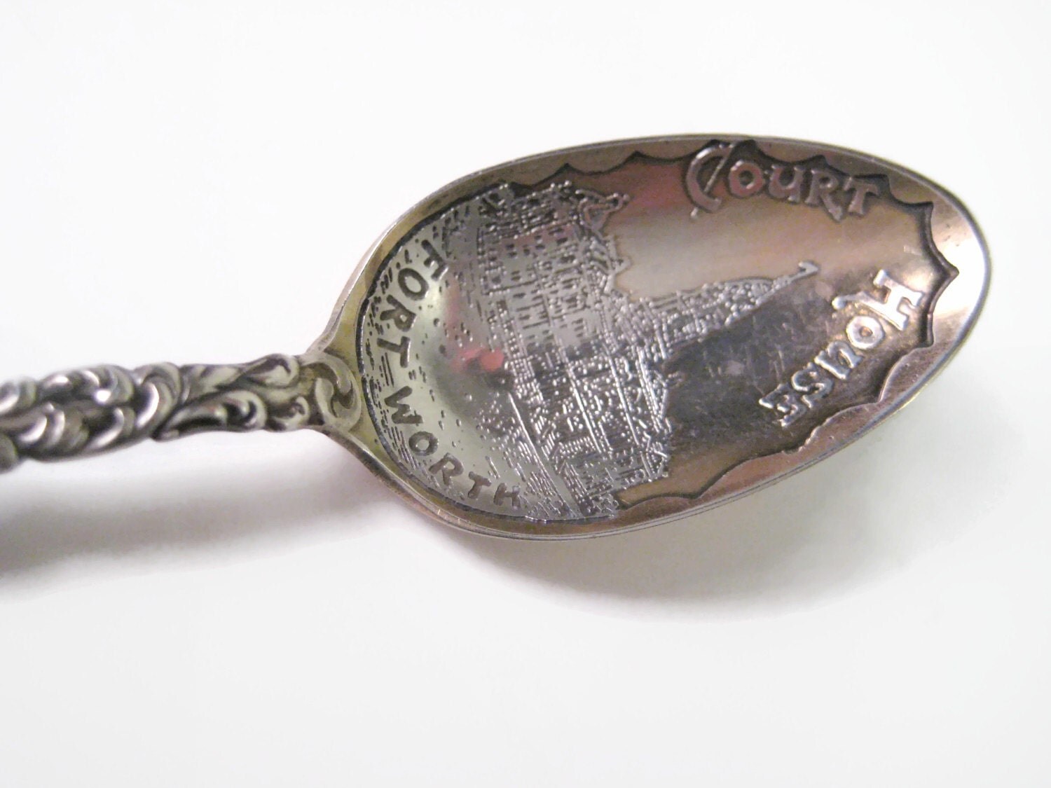 Antique Sterling Souvenir Spoon 1800s Fort Worth Texas Court
