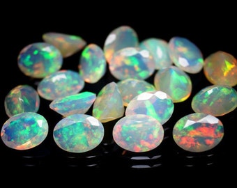 Faceted Opal 8x6mm / Ethiopian opal / Ethiopian opal Faceted / Faceted Ethiopian opal / Ethiopian Faceted Opal / Multi Fire Opal