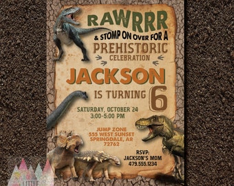 Dinosaur Birthday Invitation. Dinosaur Invitation. Dinosaur Birthday Party. Dinosaur Party.