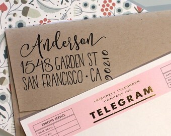 Custom address stamp, Cute Return Address Stamp with a fancy font for weddings, housewarming parties and as a customized gift for holidays