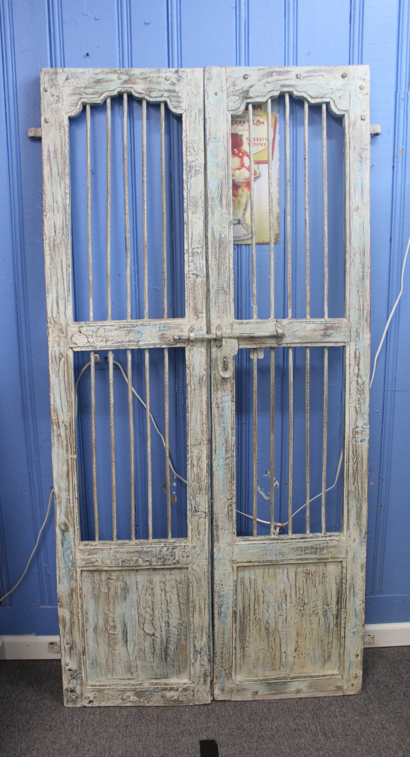 Reclaimed Antique Architectural Salvage Door w/ Wrought Iron
