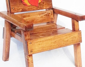 Kids Wood Chair, Childrens Reclaimed Wood Furniture, Toddler Boy / Girl, Painted & Engraved Flying Heart, Wood Patio Furniture,