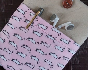 White mice Kindle paperwhite cover, Kindle paperwhite case sleeve , Kindle HD, galaxy tab case pro padded Linen CUTE CUFF collection mice