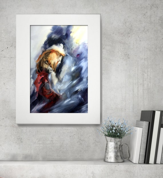 Original Watercolor Painting Love Couple Love by CanotStop on Etsy