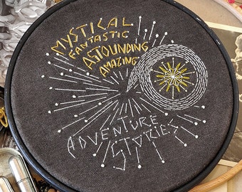 Modern hand embroidery pattern ADVENTURE STORIES PART 1 holiday science fiction hoop art wall hanging kids needlework stitching pattern